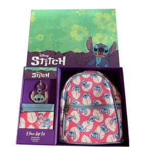 Disney Stitch 3 Piece Gift Set Mini Backpack ID Card Wallet Keychain Bioworld